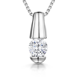 Products Sterling Silver Pendant With A Round Brilliant Cut Cubic Zirconia Tension Set Stone