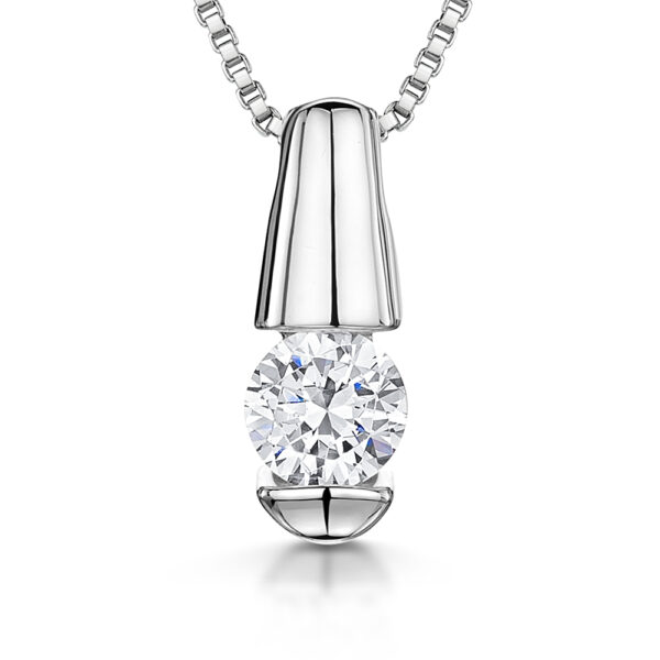 Products Sterling Silver Pendant With A Round Brilliant Cut Cubic Zirconia Tension Set Stone