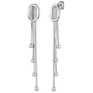 Sterling Silver Tassle Drop Earrings With Oval Bale