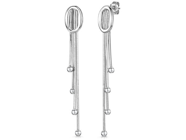 Sterling Silver Tassle Drop Earrings With Oval Bale