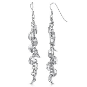 Sterling Silver Drop Earrings With Curved Oval Charms On Fishhook
