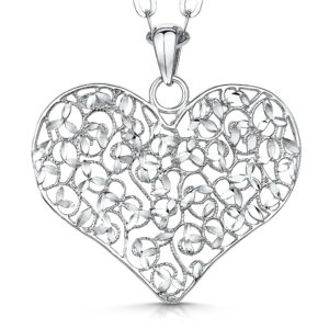 Sterling Silver Mesh Heart Pendant