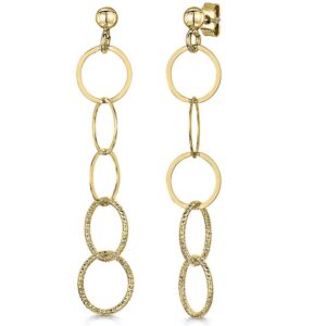 Yellow Gold Earring With Multiple Circle Hoop Drops